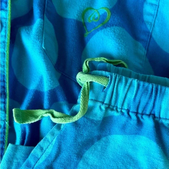 Victoria’s Secret Flannel Cotton Pajamas MED Vintage Blue/Lime Polka Dot- - Picture 5 of 10